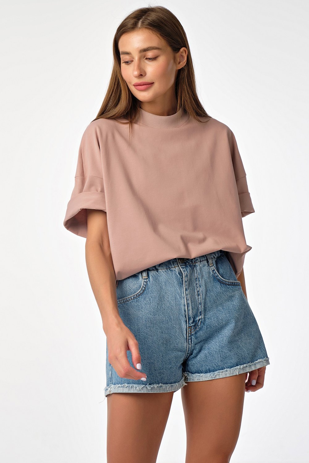 Футболка 599-07 пыльно-бежевый  Fly арт.599-07 оптом_фото3