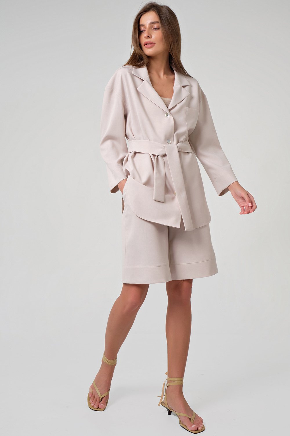 Костюм (рубашка и шорты) 4154-07 бежевый Fly арт.4154-07 оптом_фото4