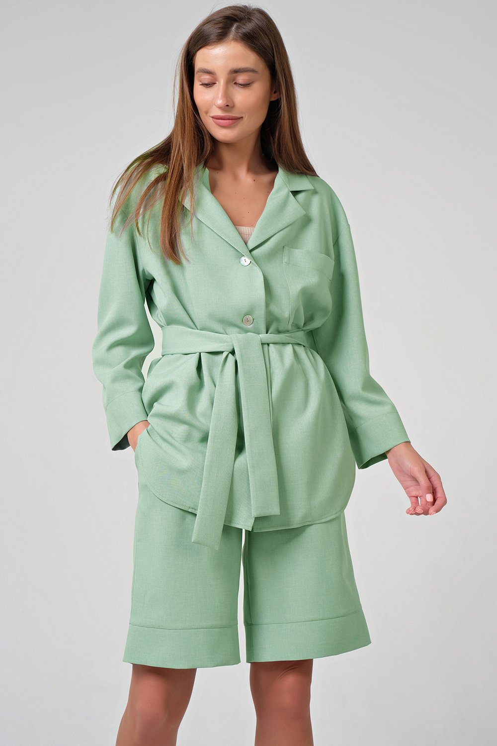 Костюм (рубашка и шорты) 4154-15 мятный Fly арт.4154-15 оптом_фото3