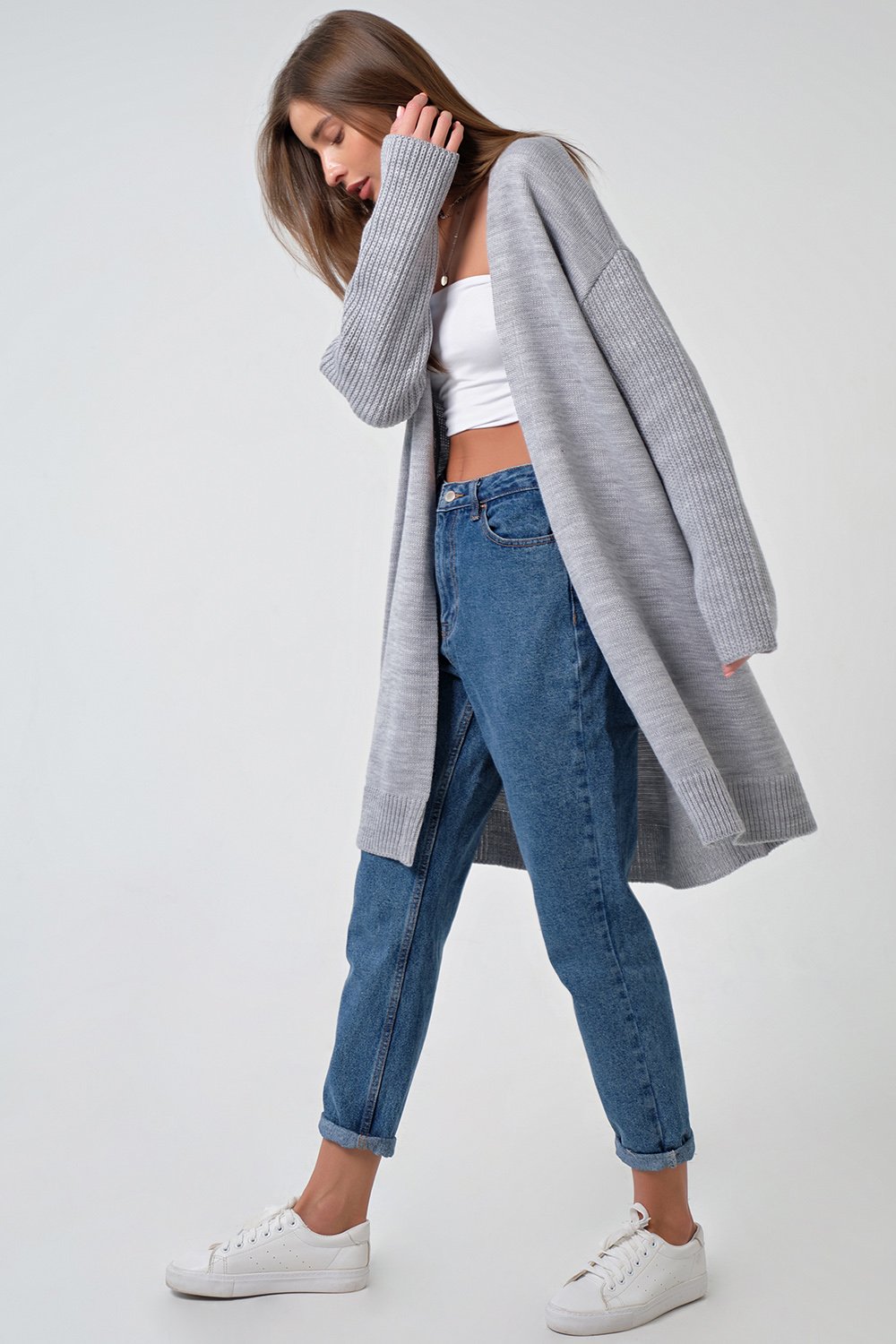Кардиган 9376-11 светло серый Fly арт.9376-11 оптом_фото3