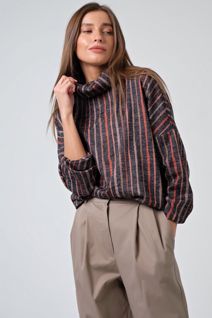 Джемпер 575.1-01 полоска на черном Fly арт.575.1-01 оптом_фото1