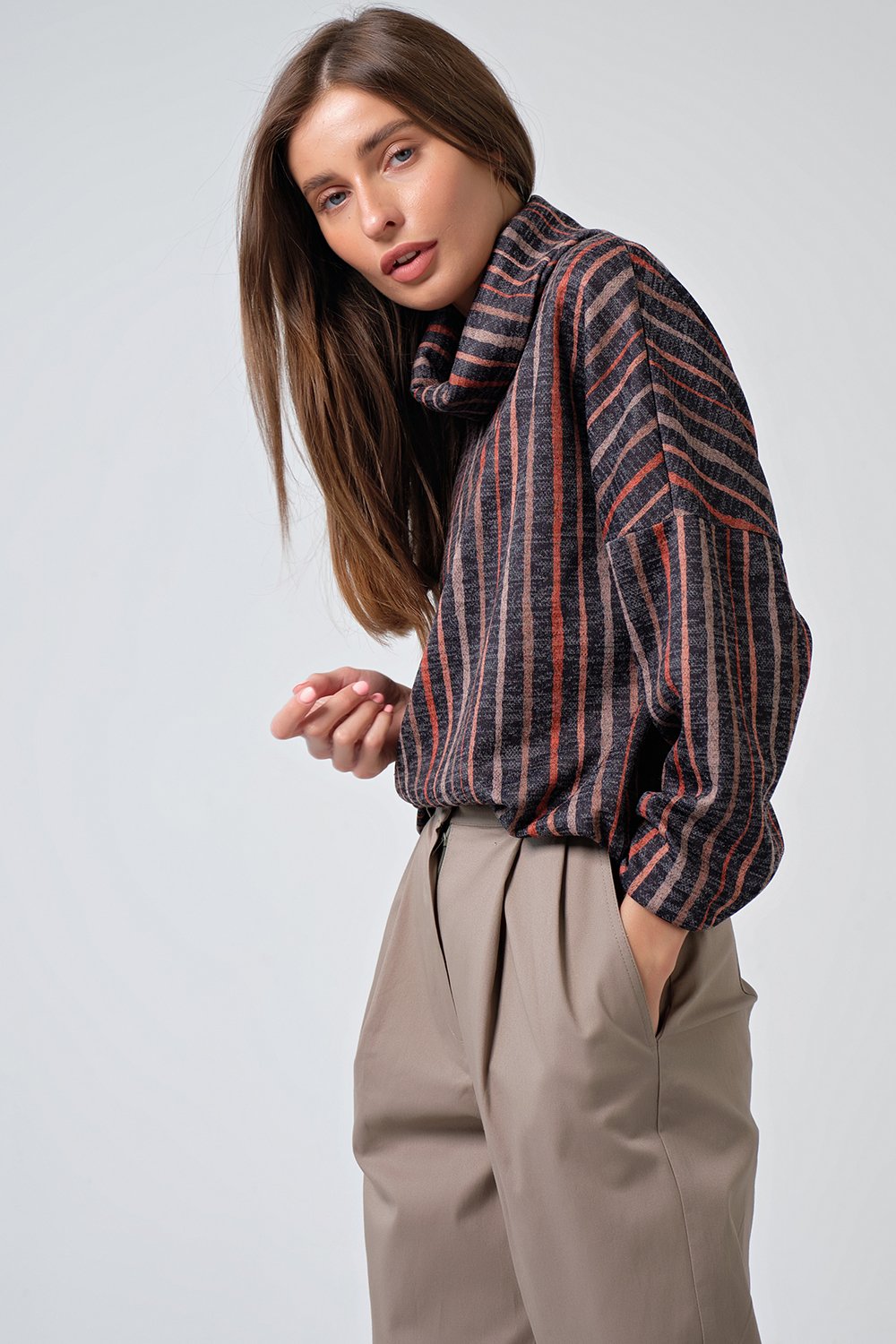 Джемпер 575.1-01 полоска на черном Fly арт.575.1-01 оптом_фото3