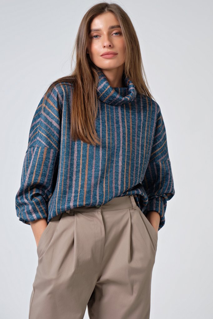 Джемпер 575.1-08 полоска на синем Fly арт.575.1-08 оптом_фото1