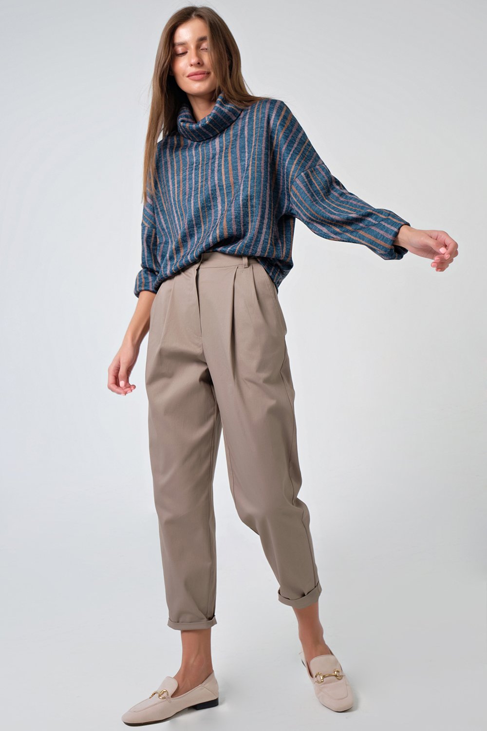 Джемпер 575.1-08 полоска на синем Fly арт.575.1-08 оптом_фото4