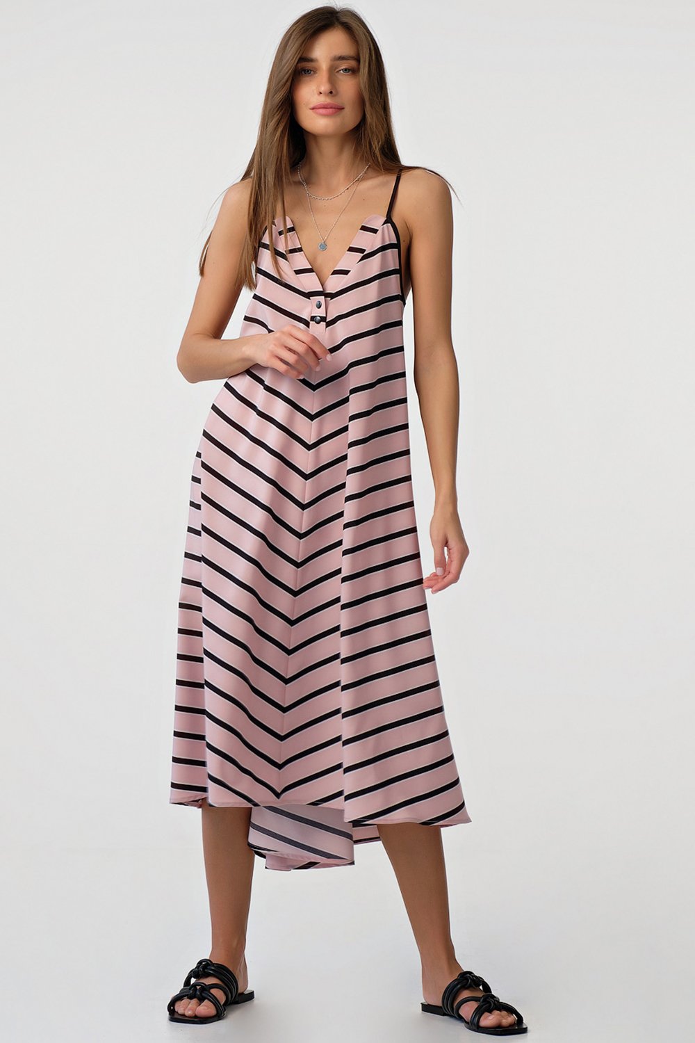 Платье 8170-04 полоска розовый,черный  Fly арт.8170-04 оптом_фото4