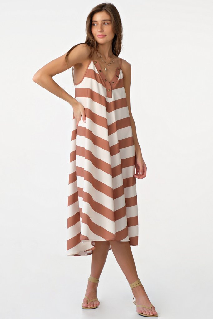 Платье 8170-06 полоска молочный, кирпичный  Fly арт.8170-06 оптом_фото1