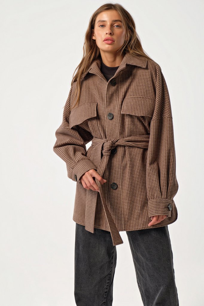 Пальто 621-06 лапка коричневая  Fly арт.621-06 оптом_фото1