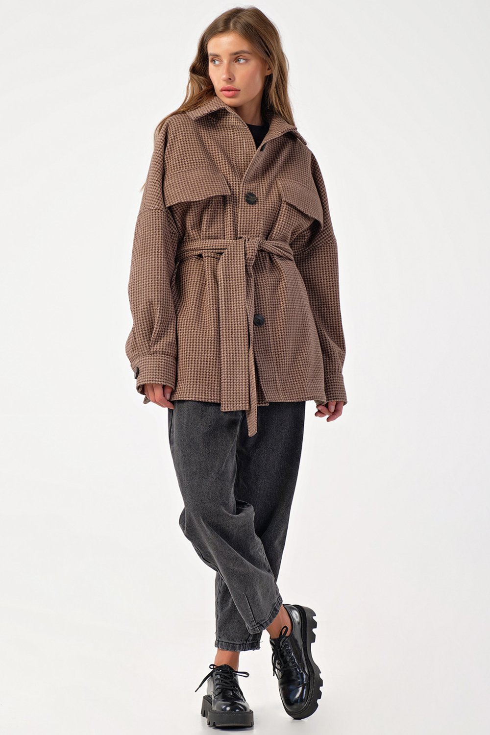 Пальто 621-06 лапка коричневая  Fly арт.621-06 оптом_фото5