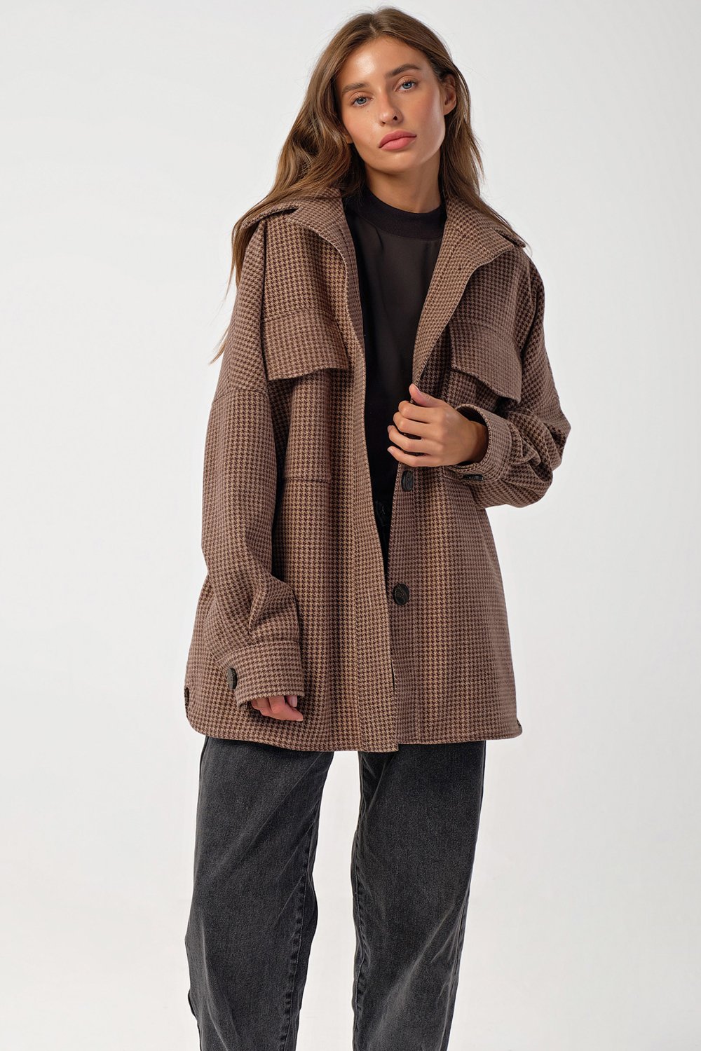 Пальто 621-06 лапка коричневая  Fly арт.621-06 оптом_фото6