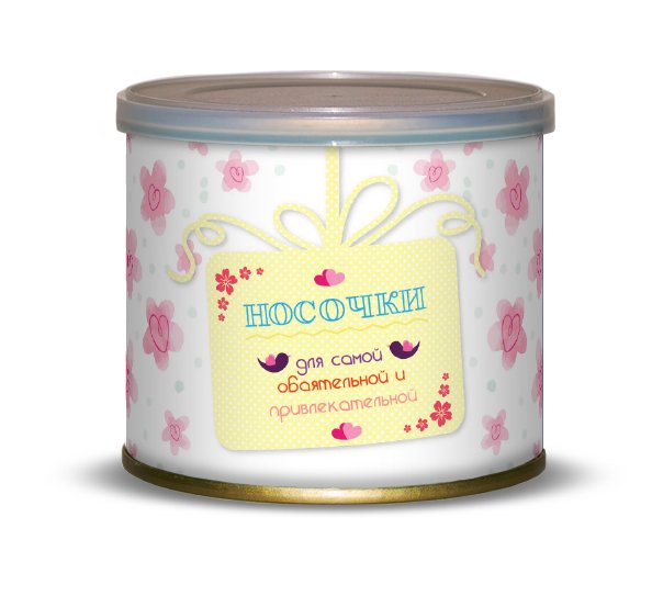 Носки в банке "Носочки для самой обаятельной и привлекательной", 1 пара EXTRAGO арт.415874 оптом_фото1