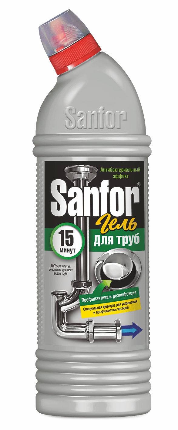 SANFOR средство для прочистки канализационных труб (профилактика и дезинфекция), 15 мин, 750 мл Sanfor арт.10741 оптом_фото1