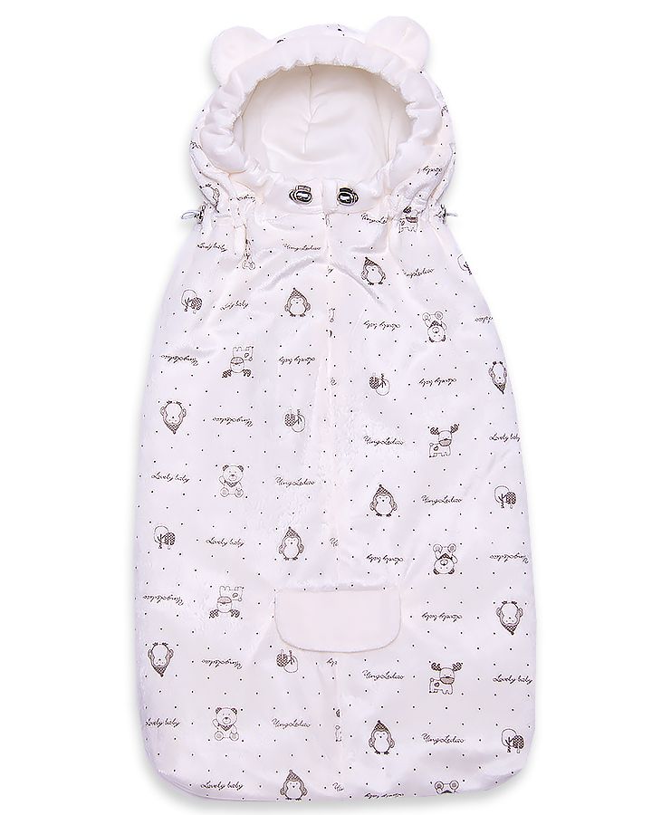 Конверт-кокон для автокресла "Мишка" молочный р.56/62, лето в сумке на молнии ARSI арт.1080М оптом_фото5