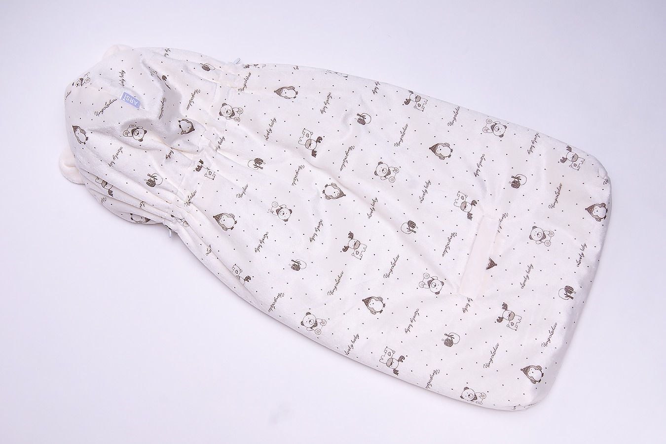 Конверт-кокон для автокресла "Мишка" молочный р.56/62, лето в сумке на молнии ARSI арт.1080М оптом_фото4