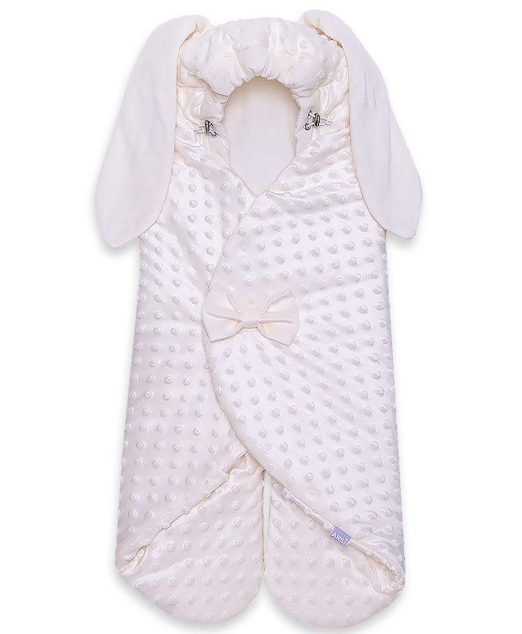 Конверт для автокресла "Зая" молочный р.56/62, лето в сумке на молнии ARSI арт.1082М оптом_фото1