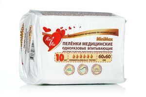 Пеленки гигиенические впитывающие MiniMax 60x60см, 10 шт в упаковке, детские Minimax арт.88040 оптом_фото1