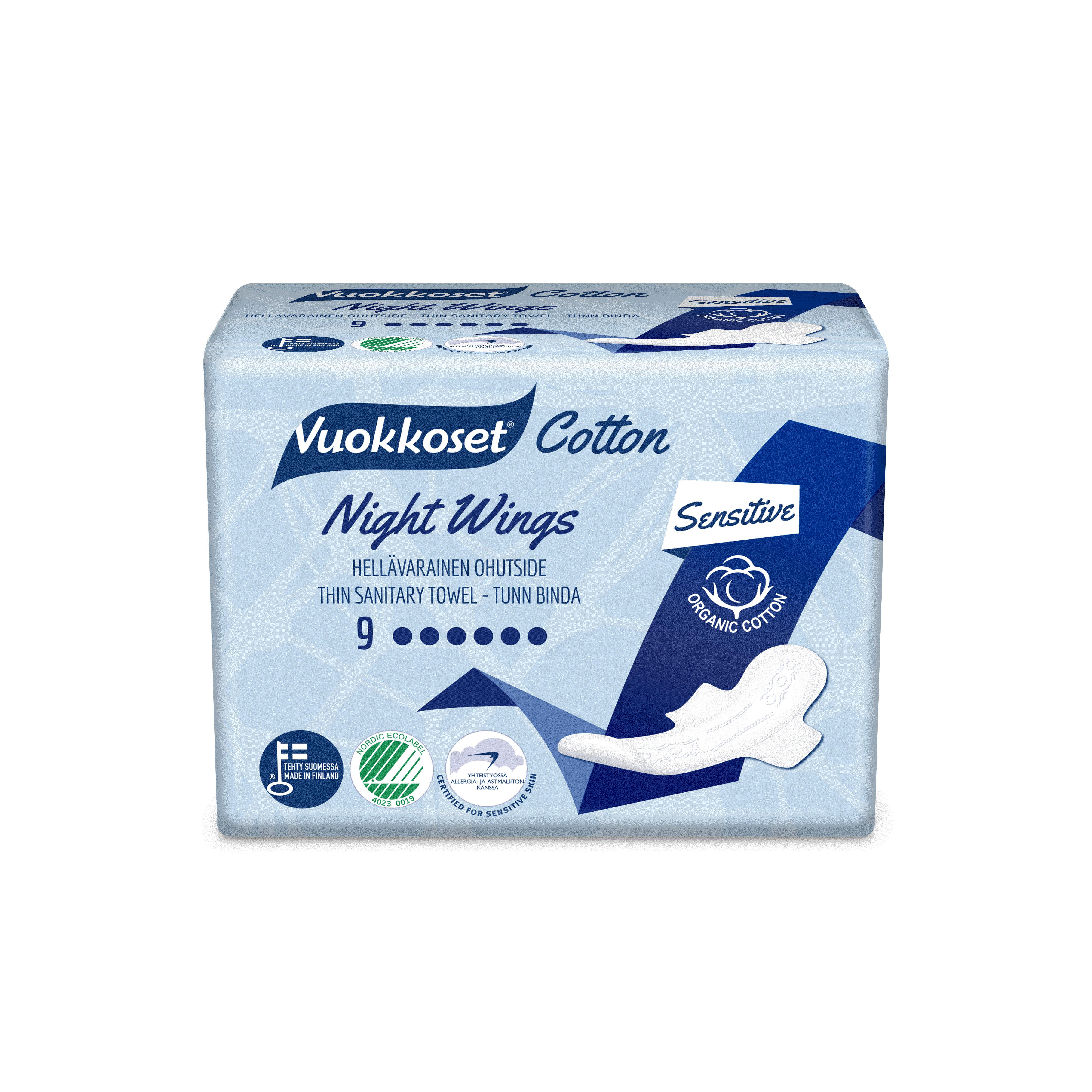 Прокладки женские Vuokkoset 9 Cotton Night Wings Vuokkoset арт.89525 оптом_фото1