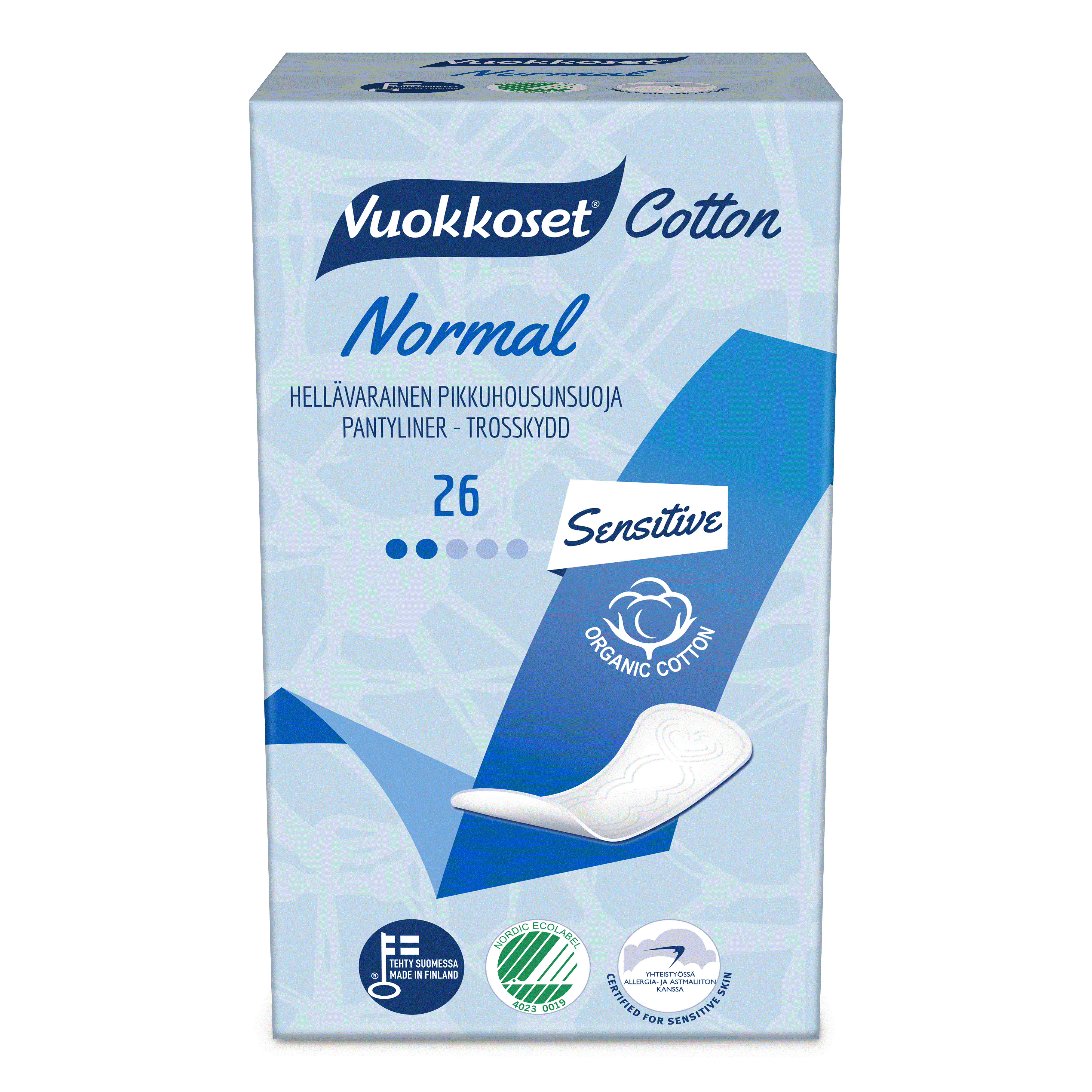 Прокладки женские Vuokkoset 26 Cotton Active Normal pantyliner Vuokkoset арт.70042 оптом_фото1