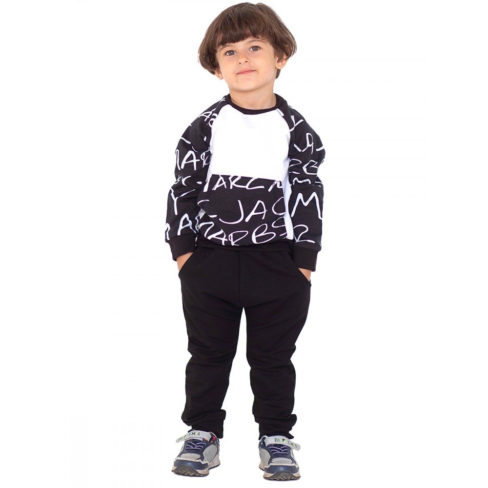 Костюм для мальчика джемпер с карманом кенгуру, черный Дашенька арт.1541/139/082 оптом_фото1