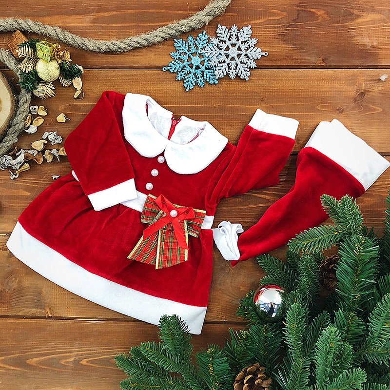 Комплект новогодний Леди Санта (платье, колпачок) красный Дашенька арт.1351/018 оптом_фото1