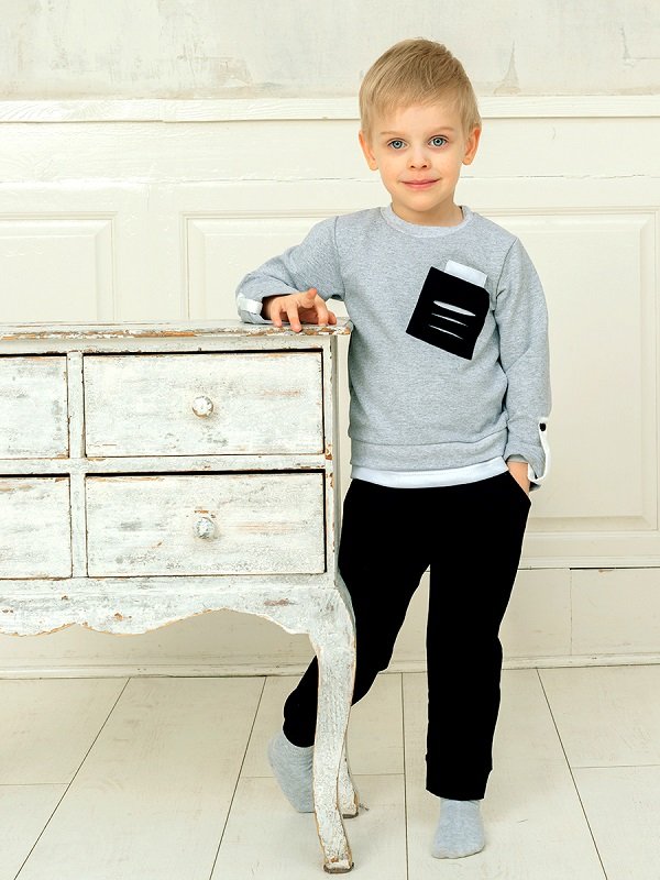 Костюм для мальчика, серый /черный Дашенька арт.1540/055/082 оптом_фото1