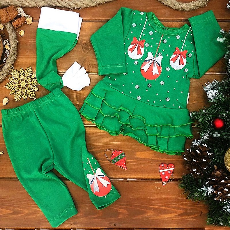 Комплект новогодний Шары зеленый Дашенька арт.1465/047 оптом_фото1