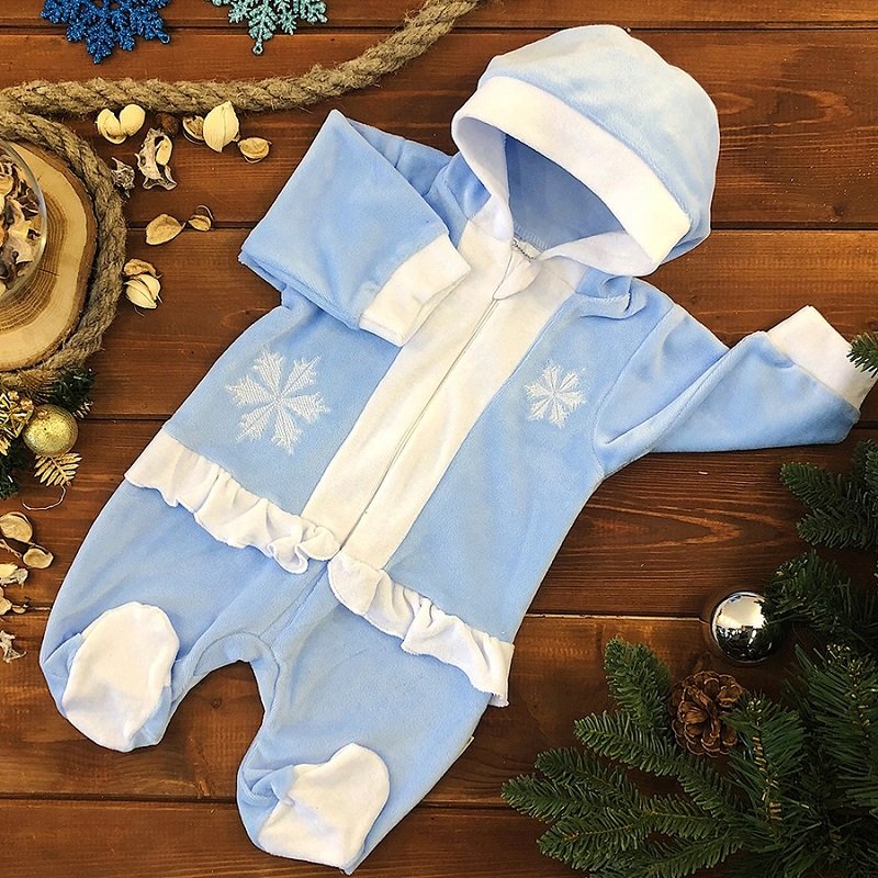 Комбинезон велюровый Снегурочка голубой Дашенька арт.1241/010 оптом_фото1