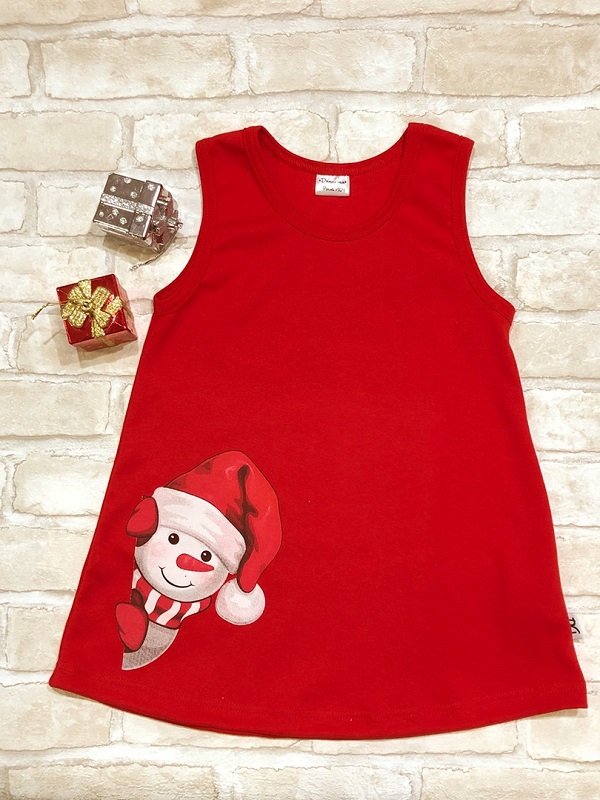 Сарафан Снеговик, красный Дашенька арт.1583/018 оптом_фото1