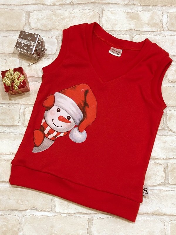 Жилетка Снеговик, красный  Дашенька арт.1584/018 оптом_фото1