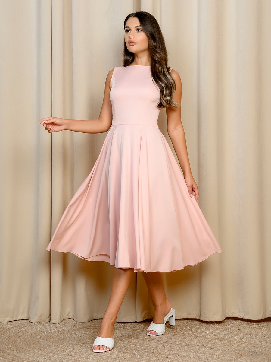 Платье цвета пыльной розы длины миди в стиле ретро 1001DRESS арт.DM00532SP оптом_фото1