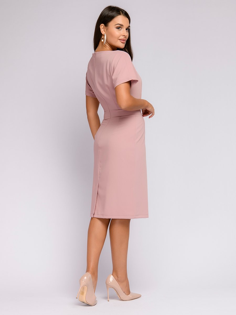 Платье-футляр розовое длины миди с рукавами &quot;летучая мышь&quot; 1001DRESS арт.0142101-02510PK оптом_фото3