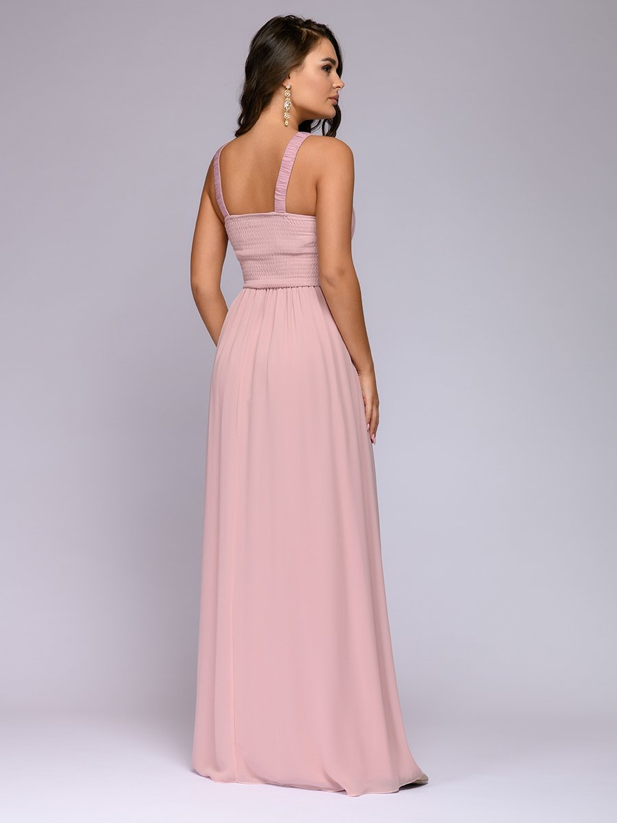 Платье длины макси цвета пыльной розы с кружевной отделкой 1001DRESS арт.0122001-30112SP оптом_фото3