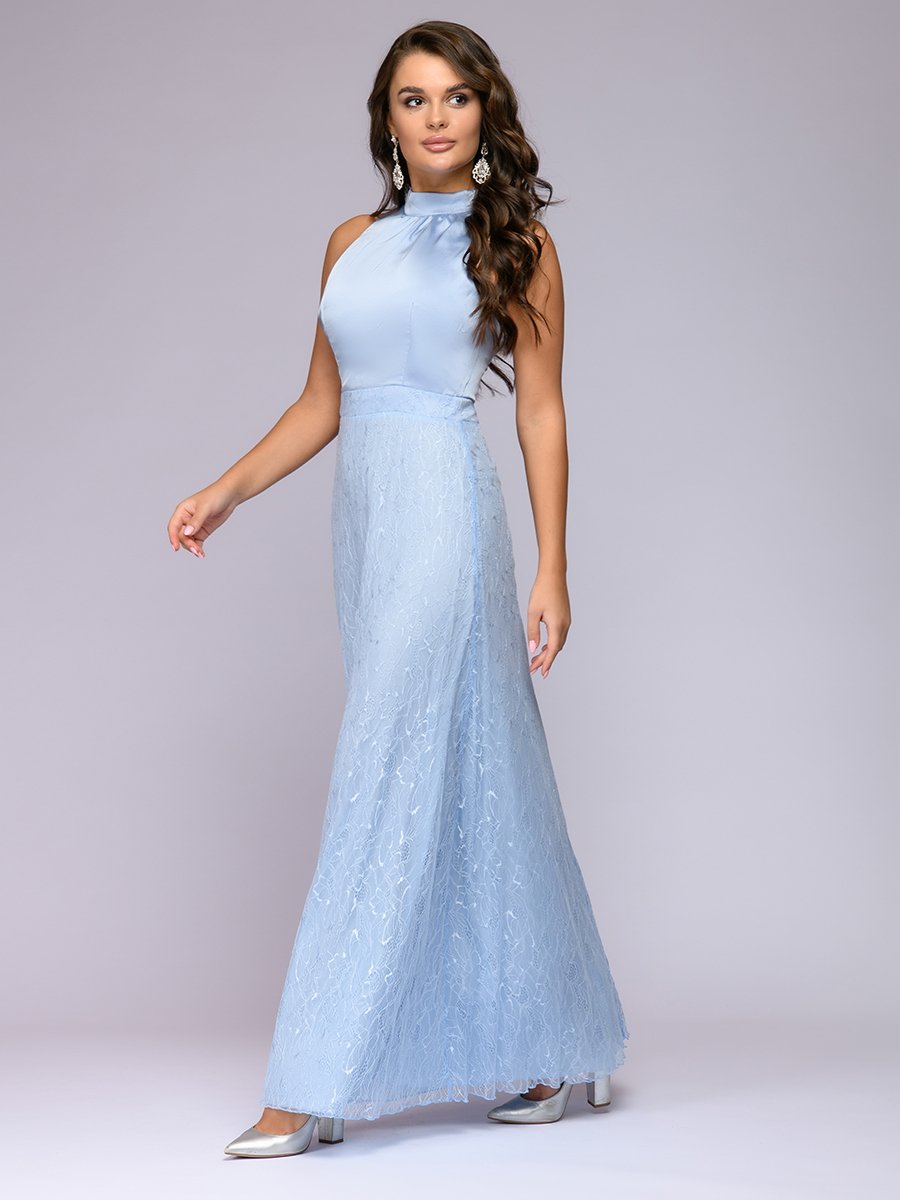 Платье голубое длины макси без рукавов 1001DRESS арт.0122001-30116BL оптом_фото2