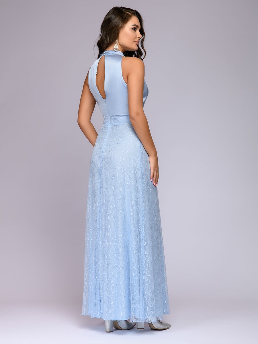 Платье голубое длины макси без рукавов 1001DRESS арт.0122001-30116BL оптом_фото3