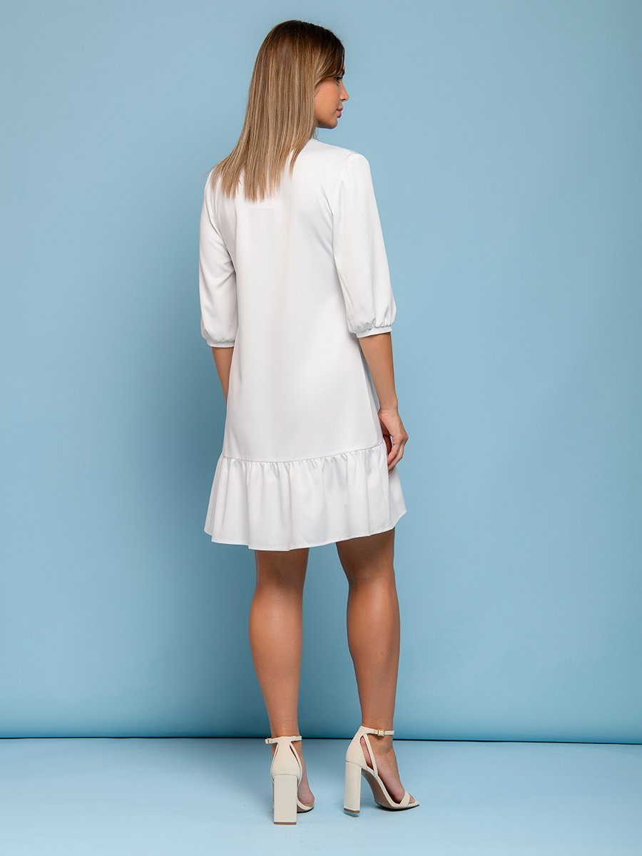 Платье ванильного цвета длины мини с V-образным вырезом 1001DRESS арт.0132101-02425VA оптом_фото3