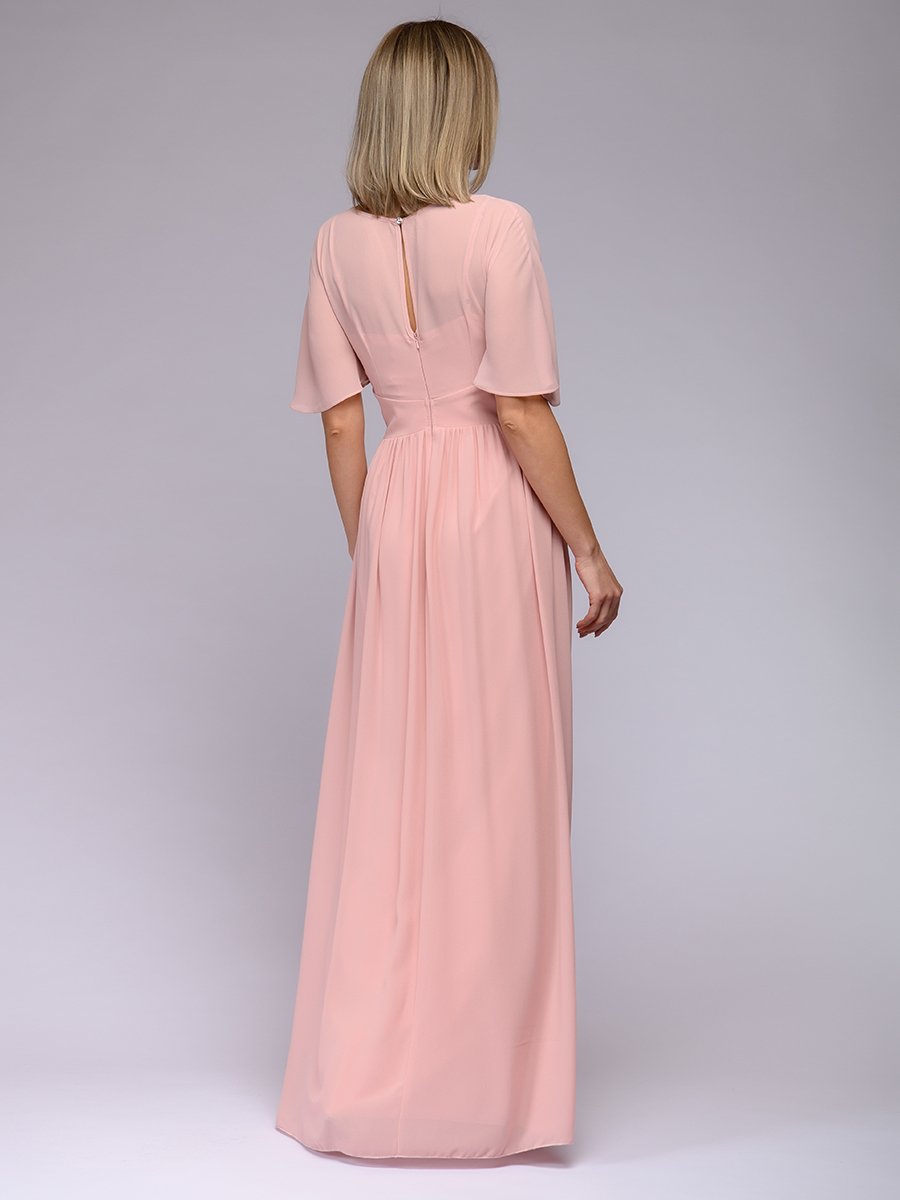 Платье розовое длины макси с рукавами &quot;летучая мышь&quot; 1001DRESS арт.0122001-30115PK оптом_фото3