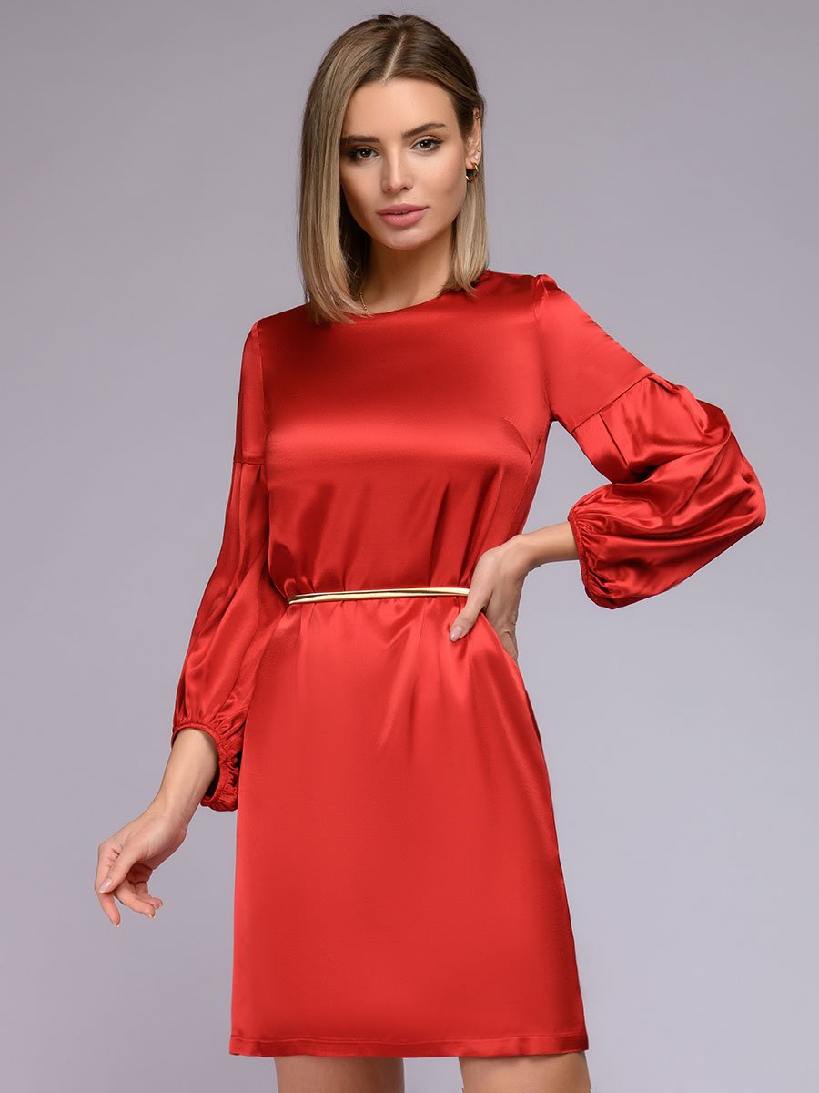 Платье красное длины мини с длинными рукавами 1001DRESS арт.0122001-02196RD оптом_фото2