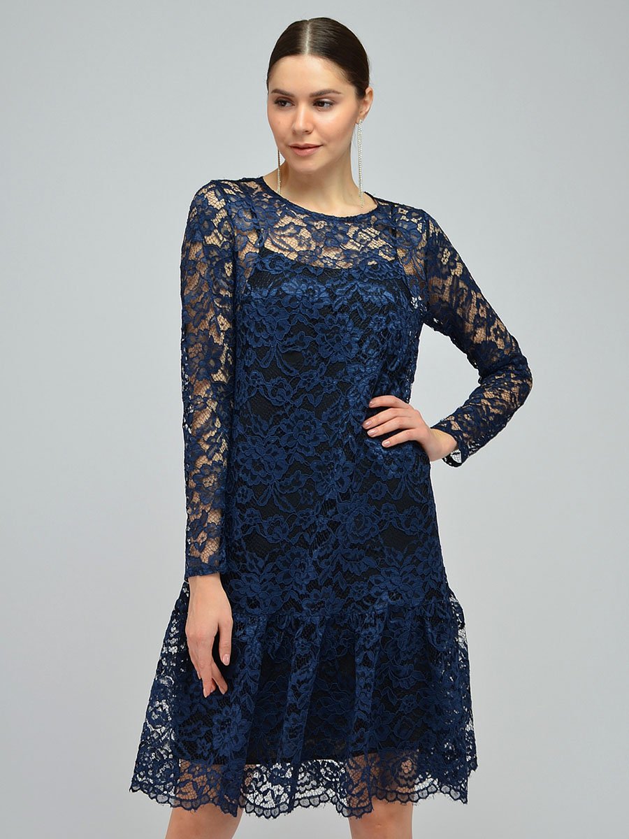 Платье синее кружевное 1001DRESS арт.VI00047DB оптом_фото1