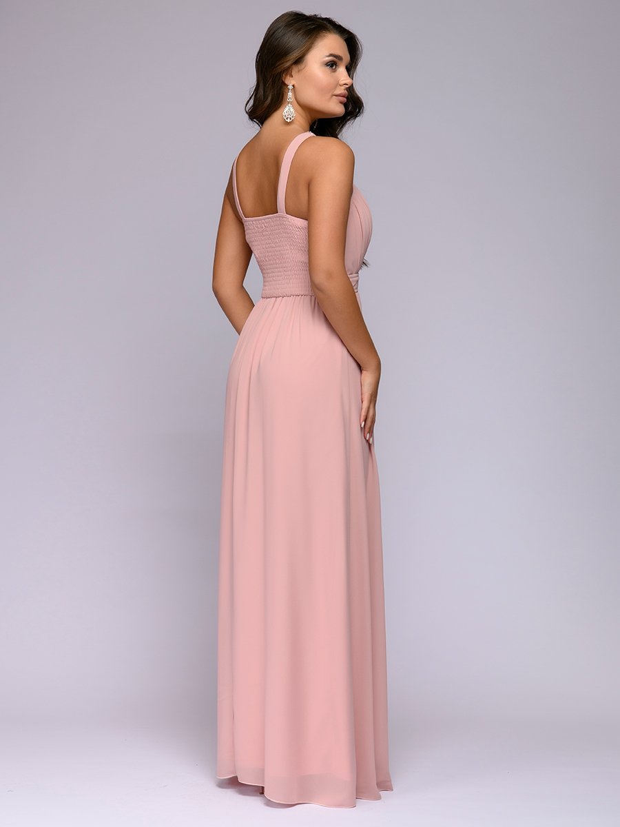 Платье розовое длины макси с отделкой жемчугом 1001DRESS арт.0122001-30120PK оптом_фото3