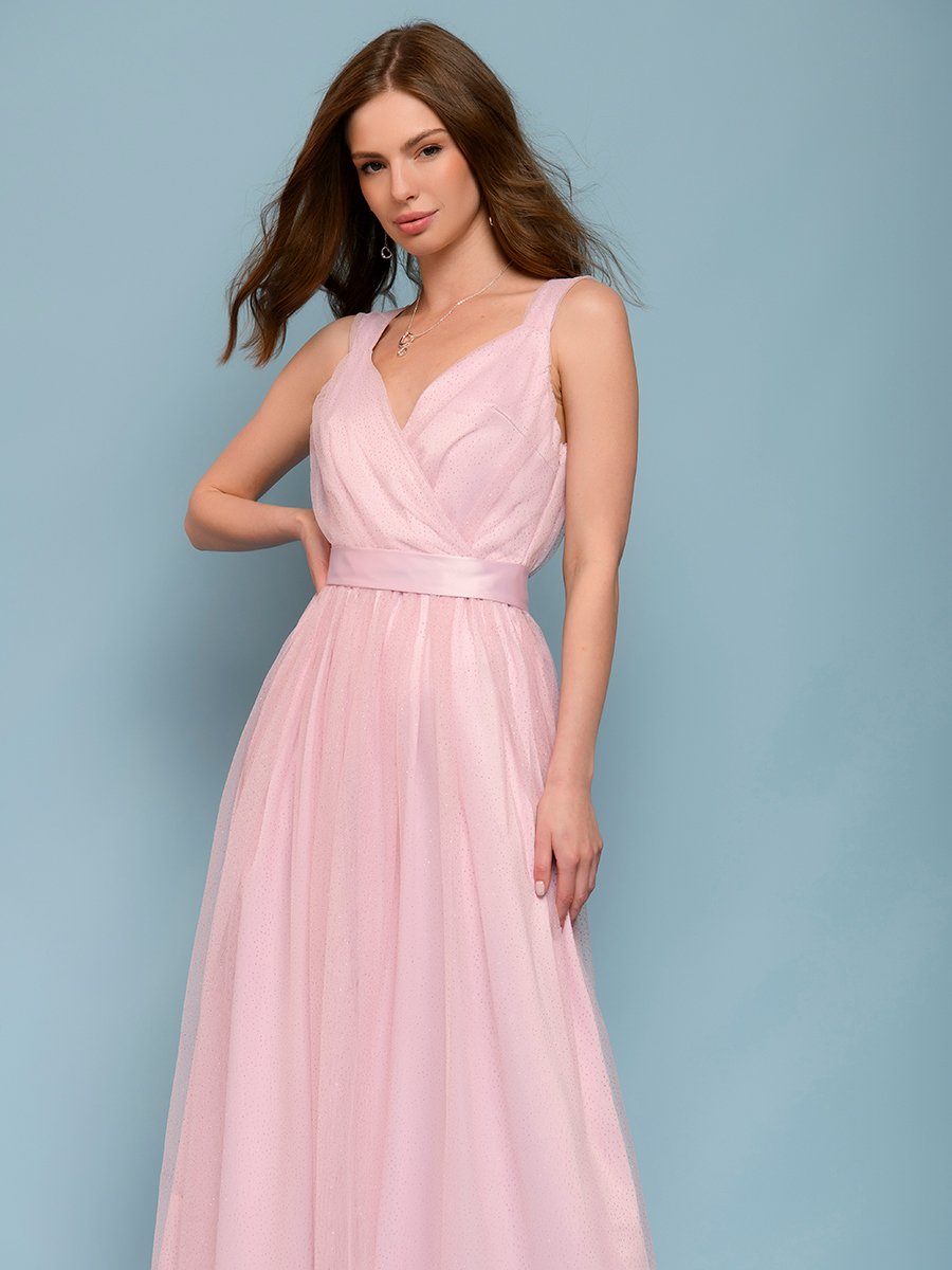 Платье розового цвета с серебряным напылением на бретелях 1001DRESS арт.0132101-01919SP оптом_фото2