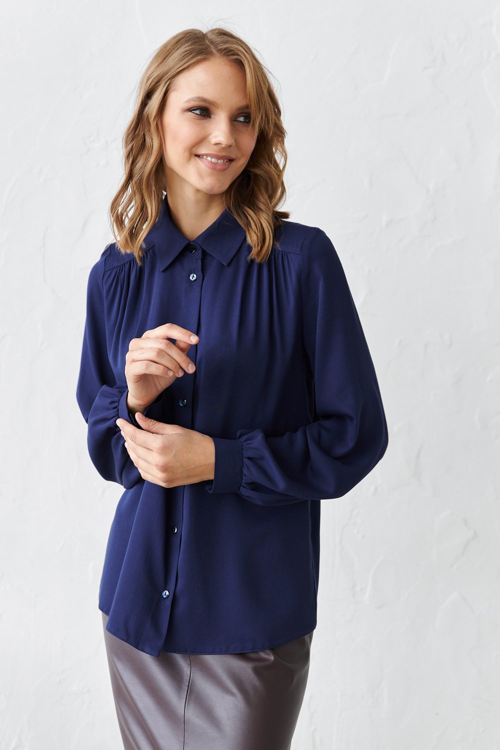 23711-1 Блуза-рубашка (НСК) (темно-синий) LELEYA арт.23711-1 НСК оптом_фото1